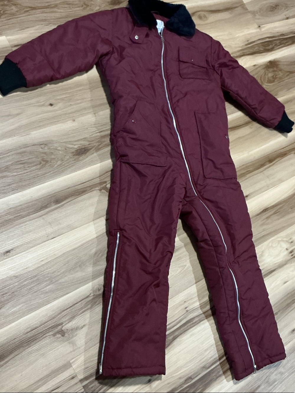 Men's Burgundy Puffer One-Piece Jacket & Coat